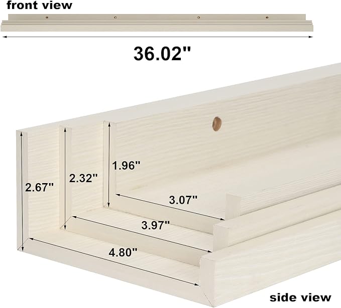 Giftgarden 36 Inch Floating Wall Shelves Creamy White Beige Wood-Grain, Large Picture Ledge Long Wooden Shelfs for Bedroom Living Room Kitchen Bathroom Nursery Office, Set of 3 Different Sizes-HomvellaHome