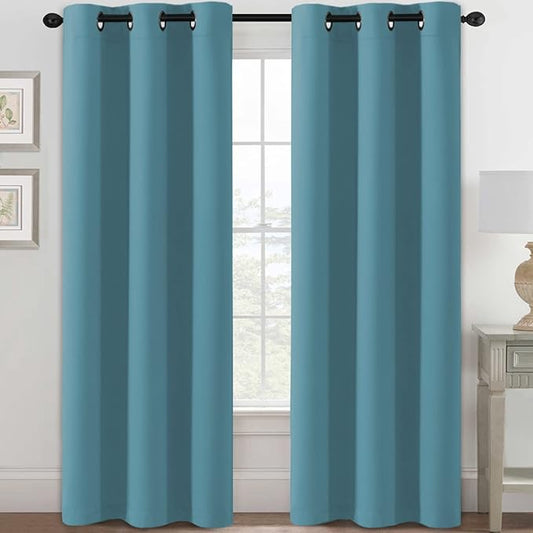 H.VERSAILTEX Blackout Curtains for Bedroom Thermal Insulated Room Darkening Living Room Curtains 84 Inch Long Grommet Privacy Protection Window Curtain Panels/Drapes for Nursery, 2 Panels, Storm Blue-HomvellaHome