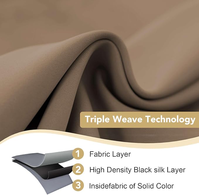 H.VERSAILTEX Blackout Curtains 84 inches Long for Living Room Thermal Insulated Room Darkening Window Treatment Panels Drapes Light Reducing Curtains for Bedroom, 2 Panels, 52" W x 84" L, Macchiato-HomvellaHome