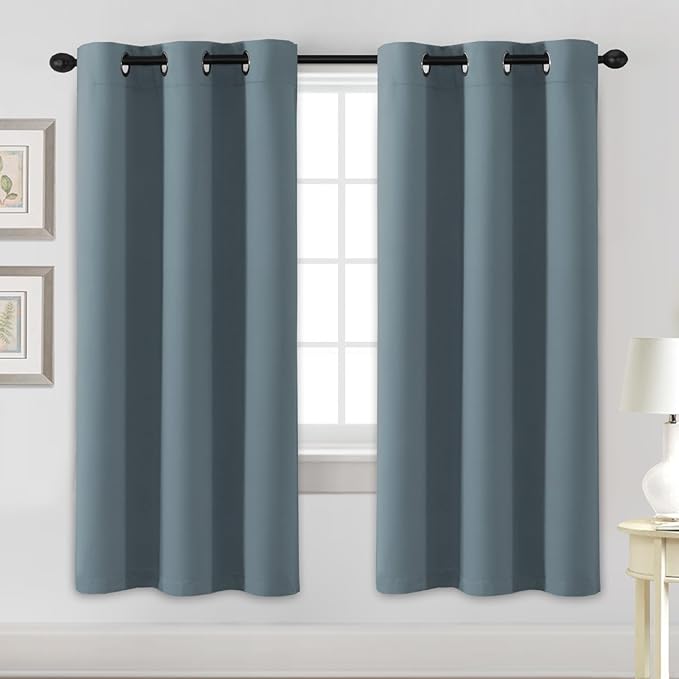 H.VERSAILTEX Blackout Curtains for Bedroom Thermal Insulated Room Darkening Living Room Curtains 72 Inch Long Grommet Privacy Protection Window Curtain Panels/Drapes for Nursery, 2 Panels,Stone Blue-HomvellaHome