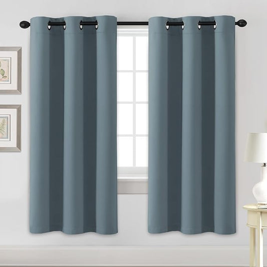H.VERSAILTEX Blackout Curtains for Bedroom Thermal Insulated Room Darkening Living Room Curtains 72 Inch Long Grommet Privacy Protection Window Curtain Panels/Drapes for Nursery, 2 Panels,Stone Blue-HomvellaHome