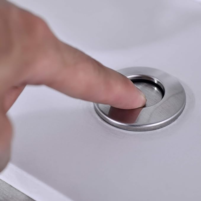 Garbage Disposal SinkTop Air Switch Kit with Long Button,Brass Made Cover,Brushed Nickel-HomvellaHome