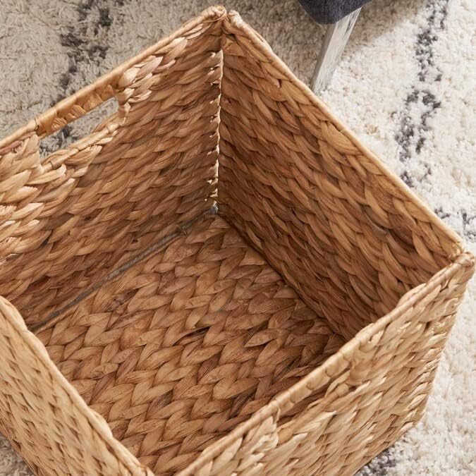 12 x 12in Water Hyacinth Storage Baskets, Wicker Storage Baskets for Shelves, Woven Baskets for Storage, Wicker Storage Basket for Bedroom, Living Room, Nursery Room (Natural 6 Packs 12x12in)-HomvellaHome