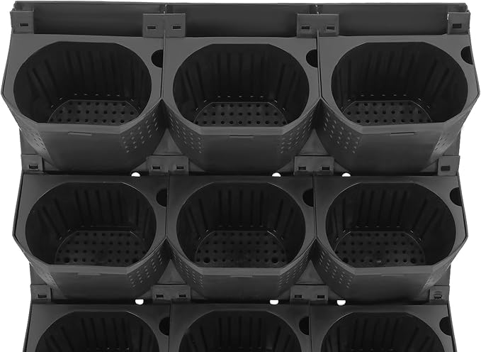 12Pieces 3-Pot Wall Planter Vertical Garden Plant Walls Wall Mounted Vertical Planter with Water-Storage Layer Stackable Wall-Mounted Flower Pot for Gardens, Balconies 180.78lbs Total Capacity (Black)-HomvellaHome