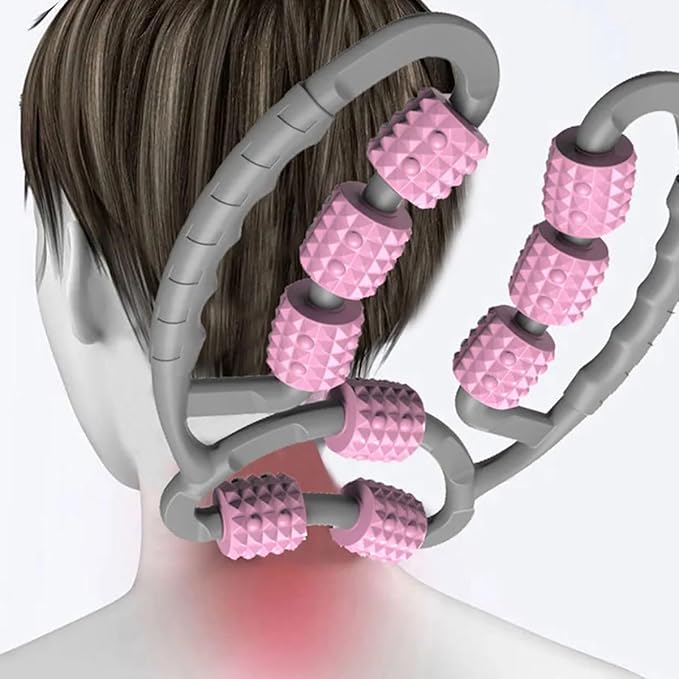 10 Roller Circular Leg Massager with Bonus Massage Stick – Manual Back & Leg Rollers, Relajador de Piernas Set, Circular Leg Clamp Roller for Neck, Arms & Legs (Pink)-HomvellaHome