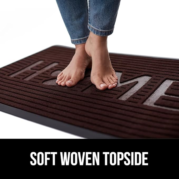 GORILLA GRIP 100% Waterproof All-Season WeatherMax Doormat 35x23, US Designed Natural Rubber, Stain and Fade Resistant, Low Profile Indoor Outdoor Door Mats, Easy Clean Patio Mat, Espresso Home Paw-HomvellaHome