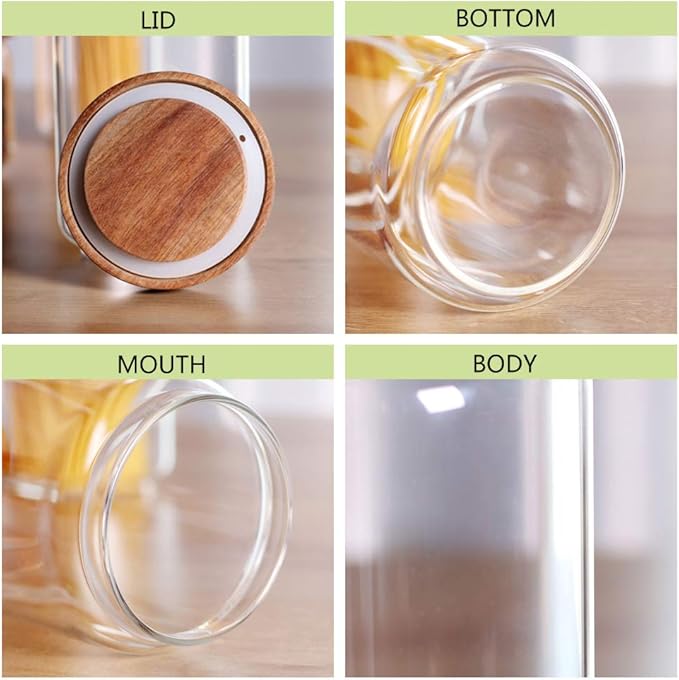 Glass Canisters Set of 5 for the kitchen, Glass Storage Container jars with Airtight Acacia Lid for Coffee Beans, Flour, Sugar, Rice and Spaghetti and etc-HomvellaHome