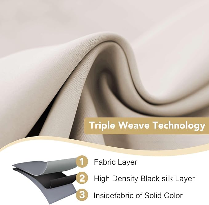 H.VERSAILTEX Ultra Soft Microfiber Thermal Insulated Antique Copper Grommet Blackout Curtains/Window Treatment Draperies 52 by 72 - Inch for Living Room/Bedroom, Set of 2 - Natural-HomvellaHome