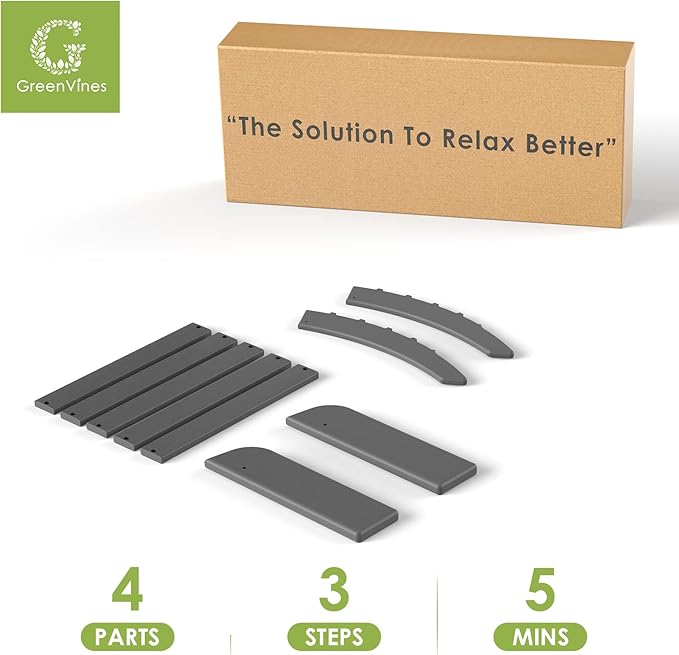 GREENVINES Adirondack-Ottoman | HDPE Plastic | Outdoor Footrest | All Weather | Foot Rest | Foot Stool | Grey | for Adirondack Chair | for Patio Backyard Pool-HomvellaHome