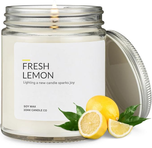 1OAK Soy Wax Fresh Lemon Candle - Citrus Candles for Home, Kitchen, & Summer - Fruity Candles Scented - Long Burning Premium - Hand-Poured (7oz.)-HomvellaHome