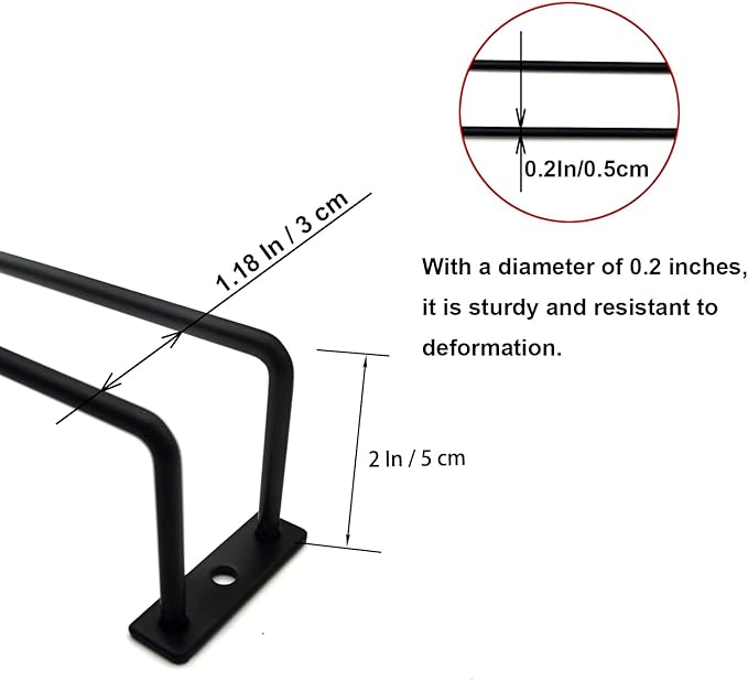 14-Inch Black Wine Glass Rack, Under Cabinet Wine Glass Holder Stainless Steel Stemware Rack - Hanging Stemware Holder for Cabinet Kitchen Bar, Set of 4-HomvellaHome