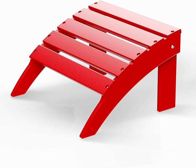GREENVINES Adirondack-Ottoman | HDPE Plastic | Outdoor Footrest | All Weather | Foot Rest | Foot Stool | Red | for Adirondack Chair | for Patio Backyard Pool-HomvellaHome