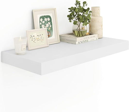 12" Deep White Floating Shelves,Over Toilet Long Wall Mounted Modern Farmhouse 36 inches,Wall Shelves with Invisible Brackets for Bedroom, Bathroom, Living Room, Kitchen, Set of 1-HomvellaHome