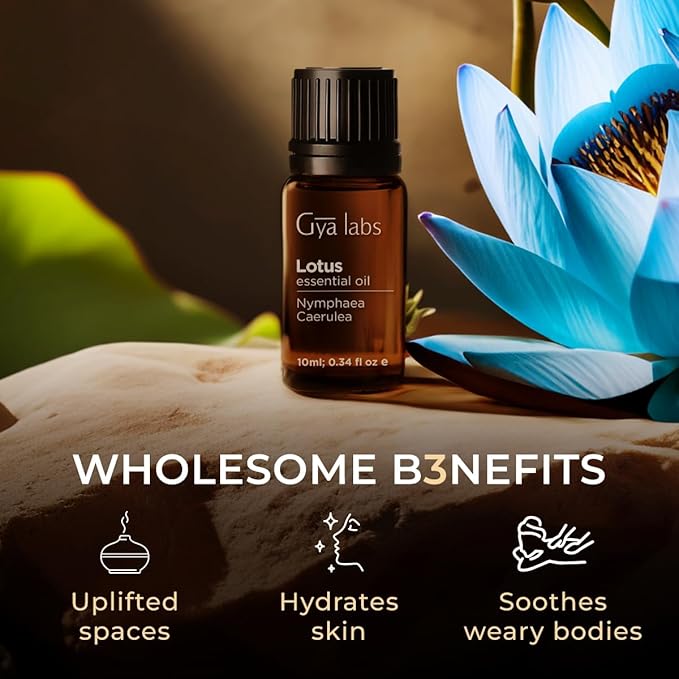 Gya Labs Lotus Essential Oil for Diffuser - 0.34 Fl Oz - 100% Pure Natural Lotus Oil for Skin, Massage, DIY & Candle Making Scent-HomvellaHome