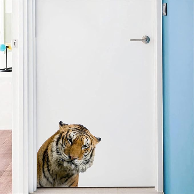 Gentle Tiger Wall Stickers & Decals - Peel & Stick, Removable Funny Tiger Window Stickers for Farmhouse Bedroom, Living Room & Shop Windows-HomvellaHome