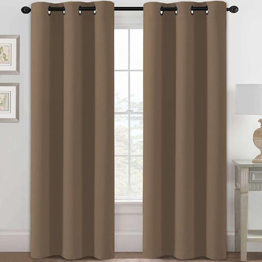 H.VERSAILTEX Blackout Curtains for Bedroom Thermal Insulated Room Darkening Living Room Curtains 84 Inch Long Grommet Privacy Protection Window Curtain Panels/Drapes for Nursery, 2 Panels, Macchiato-HomvellaHome