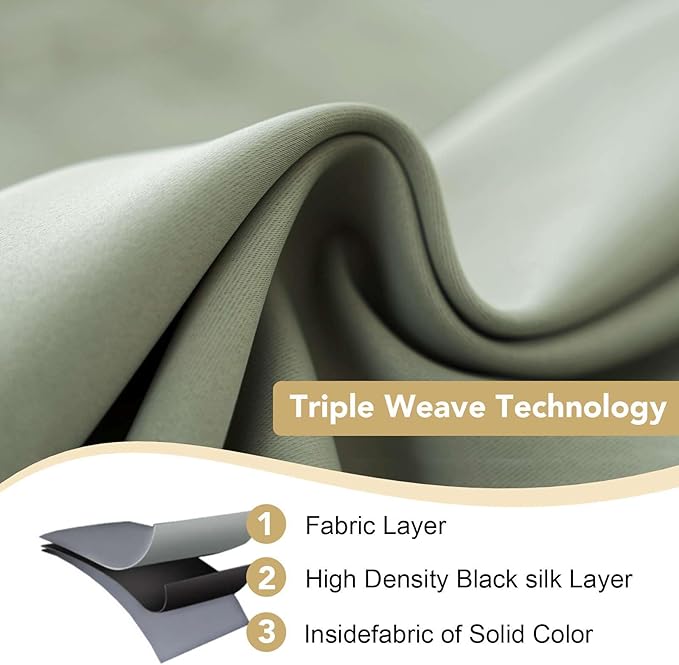 H.VERSAILTEX Room Darkening Curtains for Living Room Light Reducing Thermal Insulated Window Treatment Panels/Drapes Grommet Top 2 Panels Sea Grass - 52 x 84 Inches-HomvellaHome