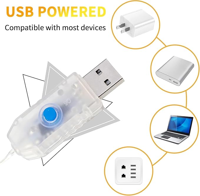 Globe String Lights 65.6 Ft. 120LEDs 8 Modes with Remote,USB Fairy Lights Plug in,Waterproof LED String Lights for Indoor Outdoor Bedroom Party Wedding Garden Christmas Tree Decor,Warm White-HomvellaHome