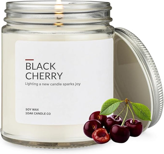 1OAK Soy Wax Scented Candles (Black Cherry) - Black Cherry Candle - Soy Candles for Home Scented - Long Burning Candles Premium - Hand-Poured (7oz.)-HomvellaHome