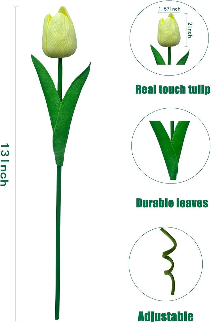 15pcs Artificial Tulips Flowers Real Touch Latex Bouquet Fake Tulips for Office Wedding Party Home Kitchen Garden Decoration-HomvellaHome