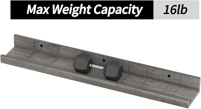 Giftgarden 24 Inch Grey Floating Shelves for Wall Mount, Gray Wood Wall Shelf Ledge for Bathroom Bedroom Living Room Kitchen Storage, Set of 3 Different Sizes-HomvellaHome