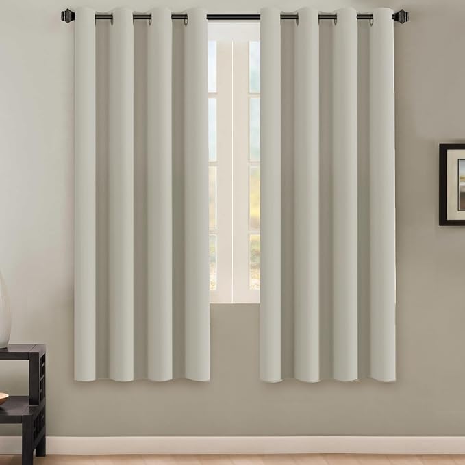 H.VERSAILTEX Solid Grommet Thermal Insulated Blackout Curtain Panels/Drapes,52Wx72L - Inch (Set of 2,Ivory/Cream Pattern)-HomvellaHome