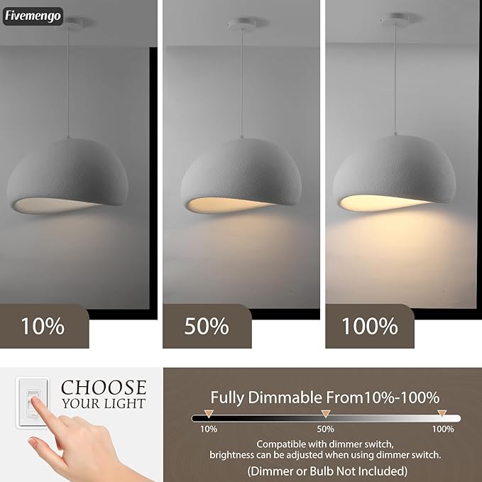 15.7in Wabi Sabi Pendant Lights Kitchen Island Lighting Fixture Ceiling Mount White Modern Japanese Lamp Japandi Chandelier for Dining Living Room Hallway Bedroom Restaurant Hanging Lamp-HomvellaHome