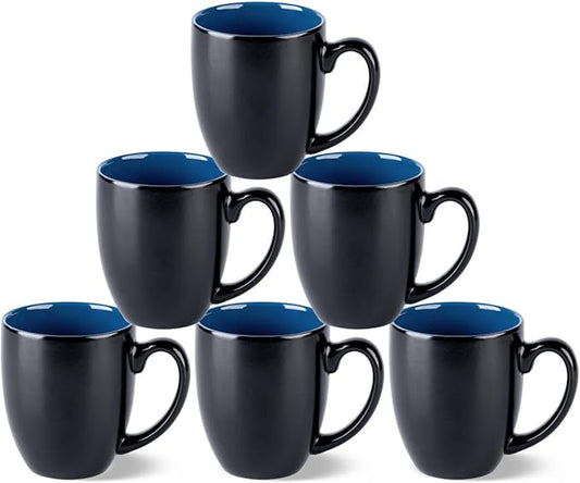 GBHOME 16oz Coffee Mugs Set of 6, Large Ceramic Coffee Mugs for Man, Woman, Dad, Mom, Modern Coffee Mugs Set with handle for Tea/Latte/Cappuccino/Milk/Cocoa. Dishwasher&Microwave Safe,Blue-HomvellaHome
