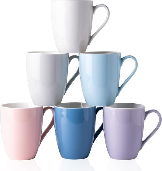 GBHOME 16oz Coffee Mugs Set of 6, Large Ceramic Coffee Mugs for Man, Woman, Dad, Mom, Modern Coffee Mugs Set with handle for Tea/Latte/Cappuccino/Milk/Cocoa. Dishwasher&Microwave Safe,MultiColor-HomvellaHome