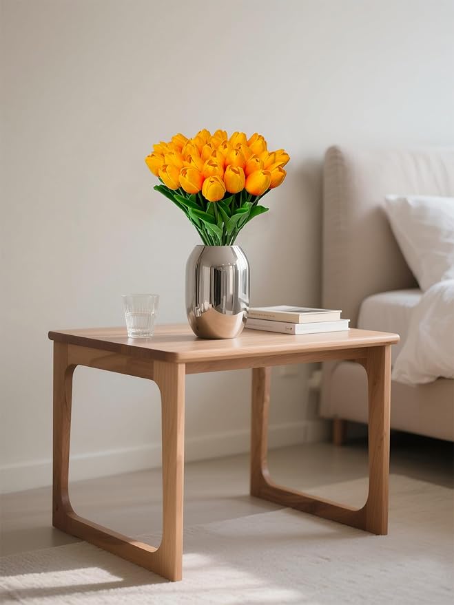 15 Heads Artificial Flowers PU Real Touch Tulip Bouquets Orange Tulips Faux Tulips Latex Fake Flower Bouquet for Spring Wedding Home Décor Centerpiece Arrangements-HomvellaHome