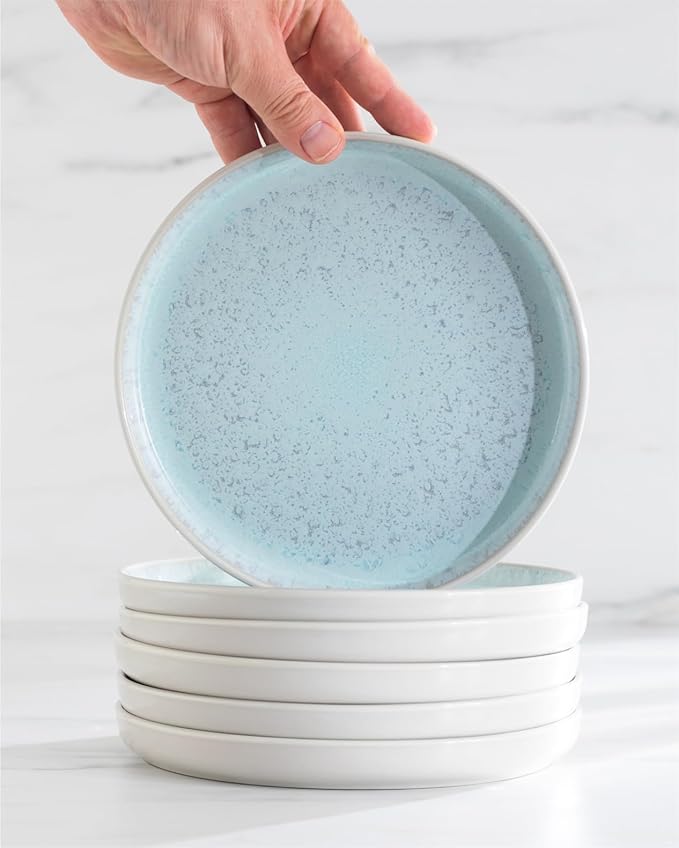 16 Piece Dinnerware Sets for 4 - Modern Style Stoneware Dinnerware Set - Scratch Resistant,Dishwasher,Microwave Safe Plates and Bowls Sets Ceramic,Dish Set, Bowl and Plate Set - Beige and Light Blue…-HomvellaHome