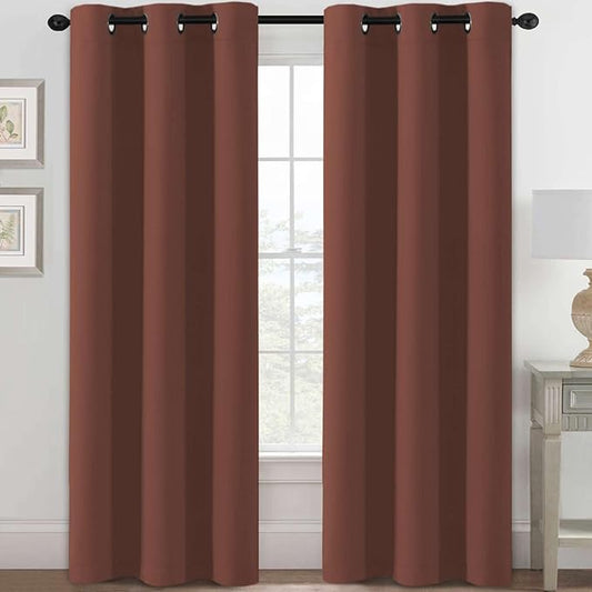 H.VERSAILTEX Blackout Curtains for Bedroom Thermal Insulated Room Darkening Living Room Curtains 84 Inch Long Grommet Privacy Protection Window Curtain Panels/Drapes for Nursery, 2 Panels, Rust-HomvellaHome