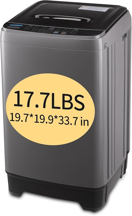17.7 lbs Full-Automatic Washing Machine with LED Display, Portable Compact Laundry Washer with Drain Pump, 10 Wash Programs 8 Water Levels, Grey-HomvellaHome