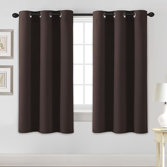 H.VERSAILTEX Blackout Curtains for Bedroom Thermal Insulated Room Darkening Living Room Curtains 63 Inch Long Grommet Privacy Protection Window Curtain Panels/Drapes, 2 Panels, Chocolate Brown-HomvellaHome