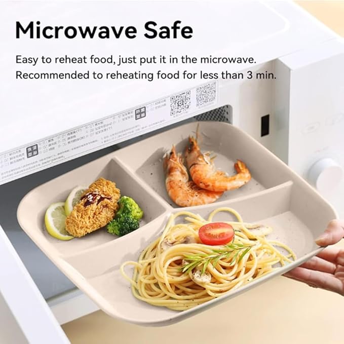 10 Inch Portion Control Divided Plates for Healthy Eating, 4PCS Unbreakable Wheat Straw Dinner Plate BPA Free, Plates for Kids Adults Picnic,Reusable Plates (4 PACK)-HomvellaHome