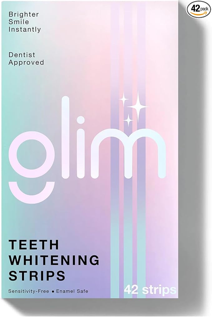 Glim Professional Teeth Whitening Strips| 42 Strips (21 Treatments), Hydrogen-Free, Peroxide-Free, Non-Toxic, Dentist Recommended, Sensitivity Free - Vegan & Cruelty Free - (Mint)-HomvellaHome