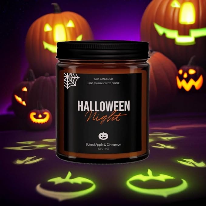 1OAK Halloween Candles Scented - 7oz, Baked Apple Cinnamon - Spooky Candles - Gothic Décor Decorations - Halloween Gifts for Women, Men - Horror Candle-HomvellaHome