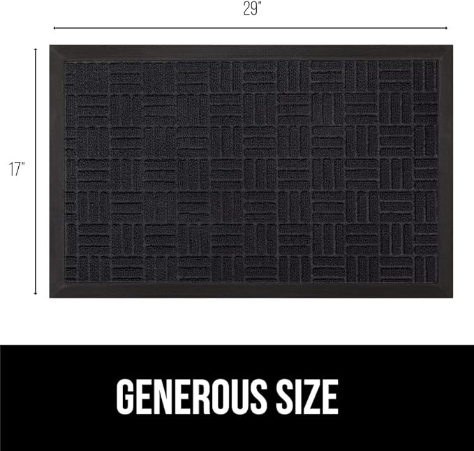 GORILLA GRIP 100% Waterproof All-Season WeatherMax Doormat US Designed Natural Rubber, Stain and Fade Resistant, Low Profile Indoor Outdoor Door Mats, Easy Clean Patio Mat, 17x29, Midnight Maze-HomvellaHome