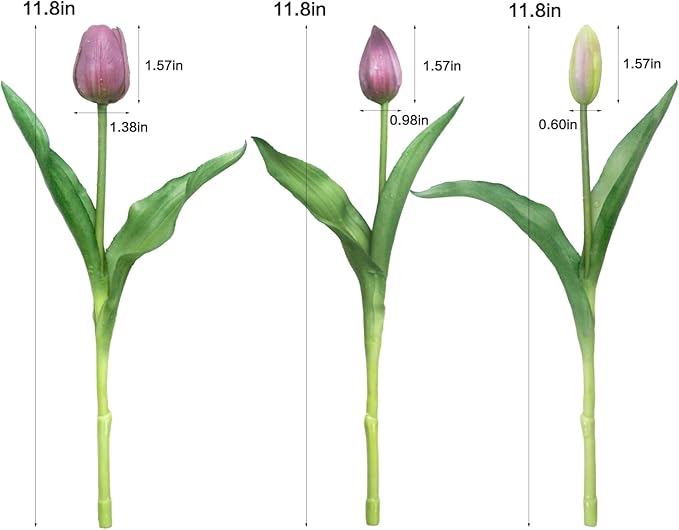 15pcs Artificial Tulips Flowers, Fake Tulips Real Touch, Faux Latex Bouquets, for Party Wedding Home Room Decoration (Purple)-HomvellaHome