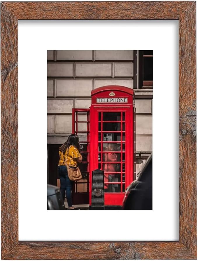 11x14 Picture Frame Set of 6, Display Pictures 8x10 with Mat or 11x14 Without Mat for Wall Mounting,Rustic Brown-HomvellaHome