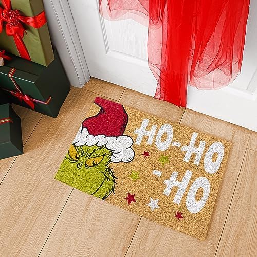 Gertmenian Disney Mickey Mouse Doormat Rug Retro Front Door Coir Mat Welcome Home Indoor Outdoor Entryway Carpet, 2-Pack 20x34, The Grinch Ho Ho Ho/Santa-HomvellaHome