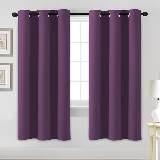 H.VERSAILTEX Blackout Curtains for Bedroom Thermal Insulated Room Darkening Living Room Curtains 72 Inch Long Grommet Privacy Protection Window Curtain Panels/Drapes for Nursery, 2 Panels,Plum Purple-HomvellaHome