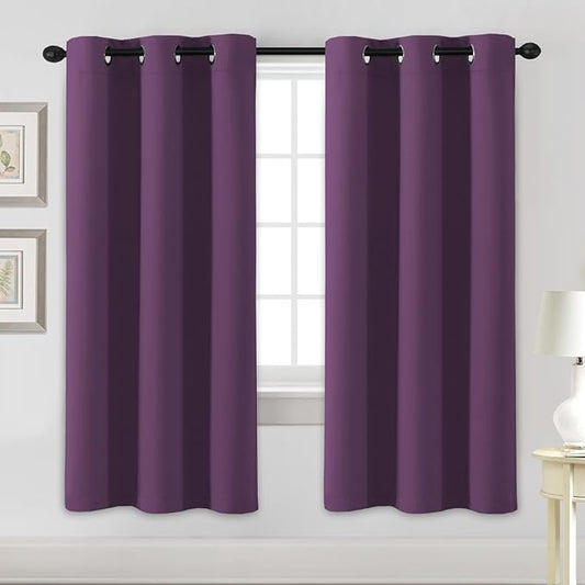 H.VERSAILTEX Blackout Curtains for Bedroom Thermal Insulated Room Darkening Living Room Curtains 72 Inch Long Grommet Privacy Protection Window Curtain Panels/Drapes for Nursery, 2 Panels,Plum Purple-HomvellaHome