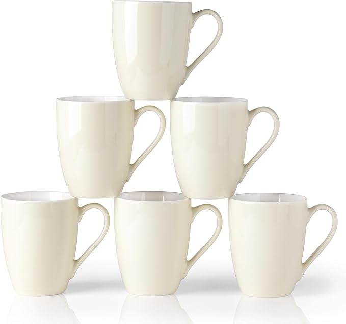 GBHOME 16oz Coffee Mugs Set of 6, Large Ceramic Coffee Mugs for Man, Woman, Dad, Mom, Modern Coffee Mugs Set with handle for Tea/Latte/Cappuccino/Milk/Cocoa. Dishwasher&Microwave Safe,Beige-HomvellaHome