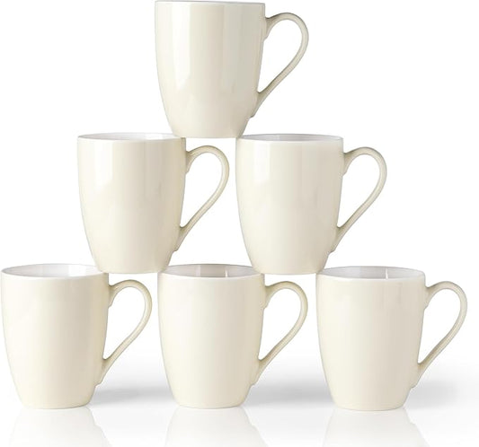 GBHOME 16oz Coffee Mugs Set of 6, Large Ceramic Coffee Mugs for Man, Woman, Dad, Mom, Modern Coffee Mugs Set with handle for Tea/Latte/Cappuccino/Milk/Cocoa. Dishwasher&Microwave Safe,Beige-HomvellaHome