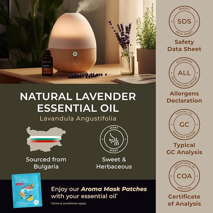 Gya Labs Lavender Essential Oil for Diffuser - 0.34 Fl Oz - 100% Pure Natural Lavender Oil for Skin, Hair, Massage, Aromatherapy & Candle Making Scent-HomvellaHome