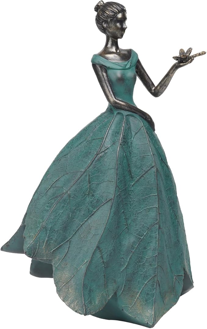 Guichifun Fairy Statue Collection Home Decoration - Leaf Angel Girls with Dragonfly Resin Home Decor for Outside or Inside Rustic Garden Outdoor Yard Decorations Figurines Gift 12 x 8.5 x 18 Inch-HomvellaHome