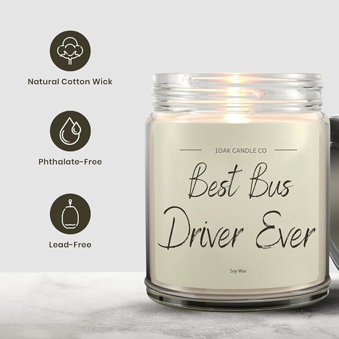 1OAK Vanilla Candle - Thank You Bus Driver Gifts for Women, Men - Bus Driver Appreciation & Retirement Gifts-HomvellaHome