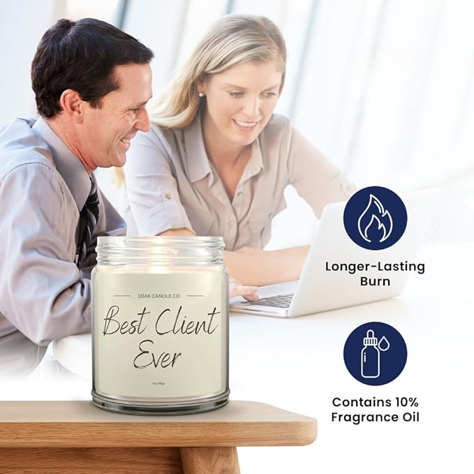 1OAK Vanilla Scented Candles - Appreciation Gifts for Clients - Client Candle - Thank You Client Gifts for Corporate Women, Men, Hairdresser, Lawyer, Realtor, Real Estate Agent, Paralegal, Attorneys-HomvellaHome