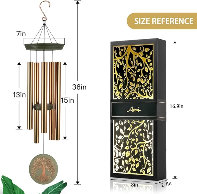 Gifts for Mom & Grandma - Outdoor Wind Chimes with Engraved Tree of Life, Large Patio Hanging Decor for Garden, Yard, Christmas, Anniversary Celebrations-HomvellaHome